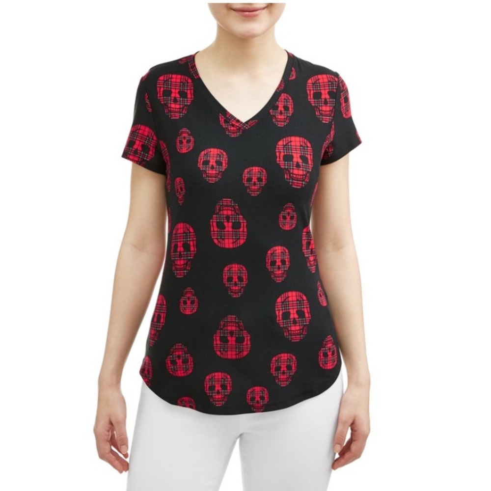 No Boundaries NOBO Cute Skull 💀🎃 Halloween Short Sleeve T-Shirt - Size S